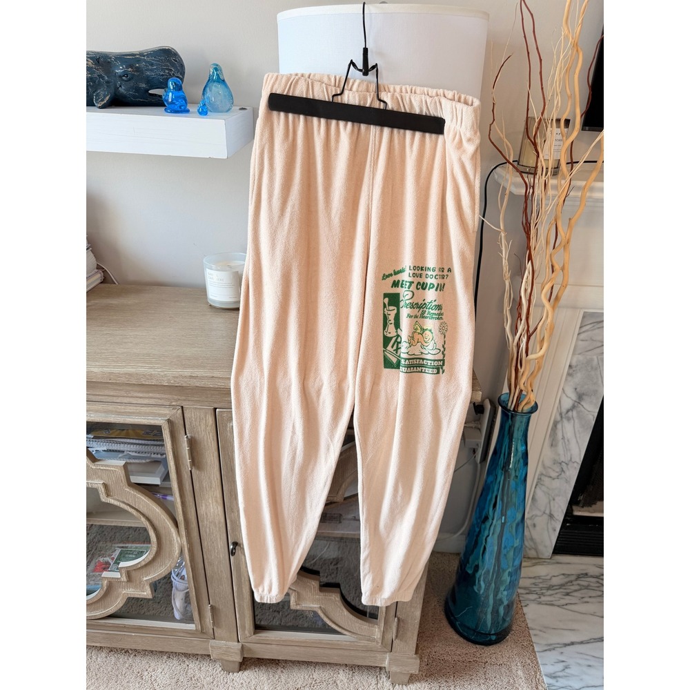 Boys Lie Terry Cloth Sweatpants Womens Peach Medium Meet Cupid Joggers‎